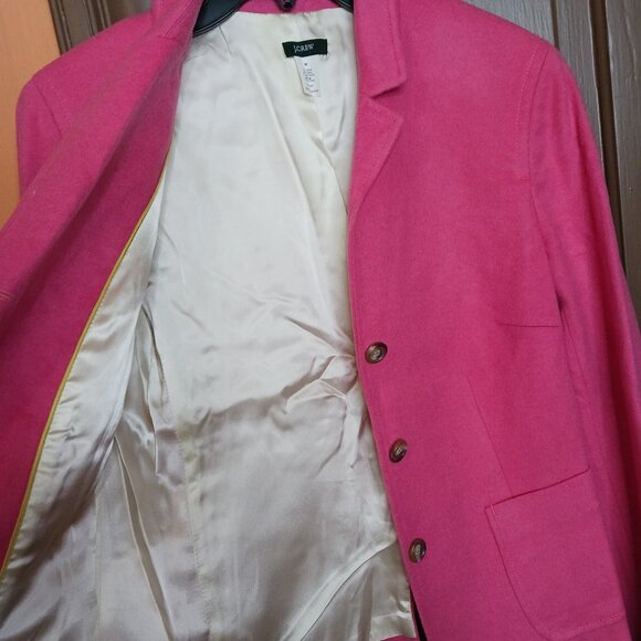 J. Crew Pink Tailored Wool Blend Business Blazer size M - Picture 3 of 10